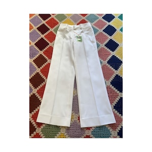 70s DEADSTOCK cotton woman flared WHITE trousers (available size XS - S - M)