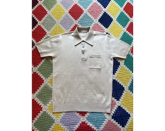70s Pointed beige slim man polo