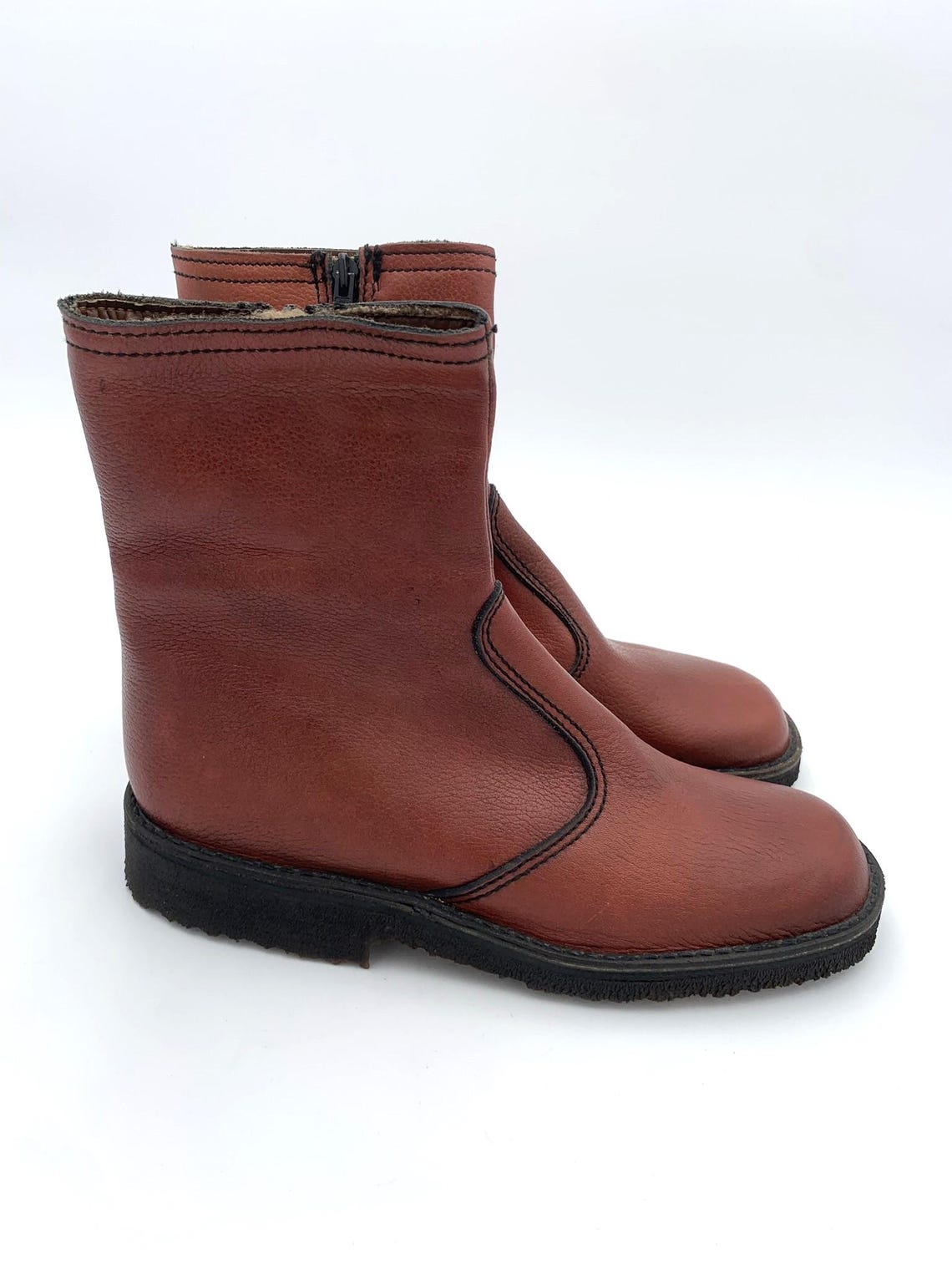 70s Deadstock leather man ankle boots size 42EU - 8UK, foto 3 di 5