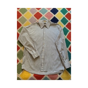 Camisa de algodón a rayas de los años 70 para hombre, talla XL