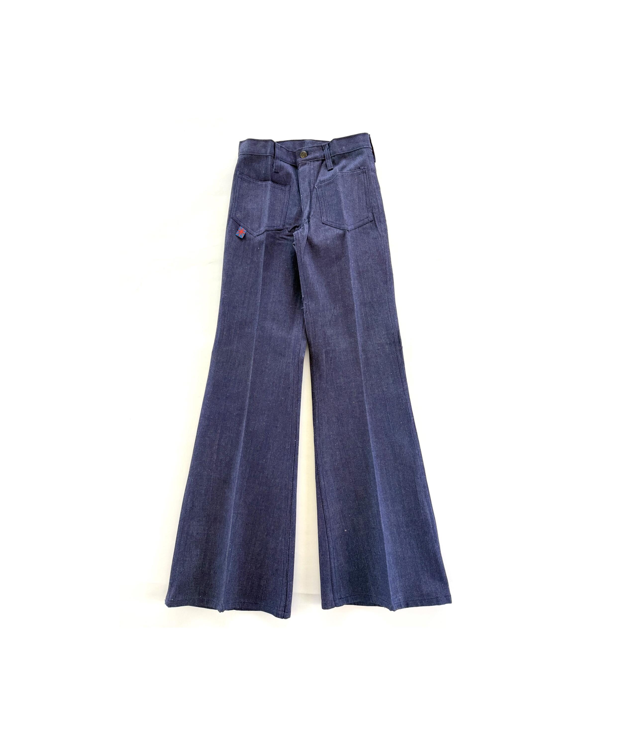 パンツ 70s Vintage baggy flare denim pants 70s Deadstock Woman Flared Denim Jeans - Etsy
