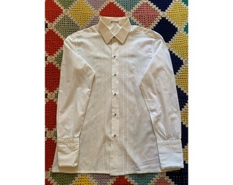 70s white EMBROIDERED cotton GALA man SHIRT