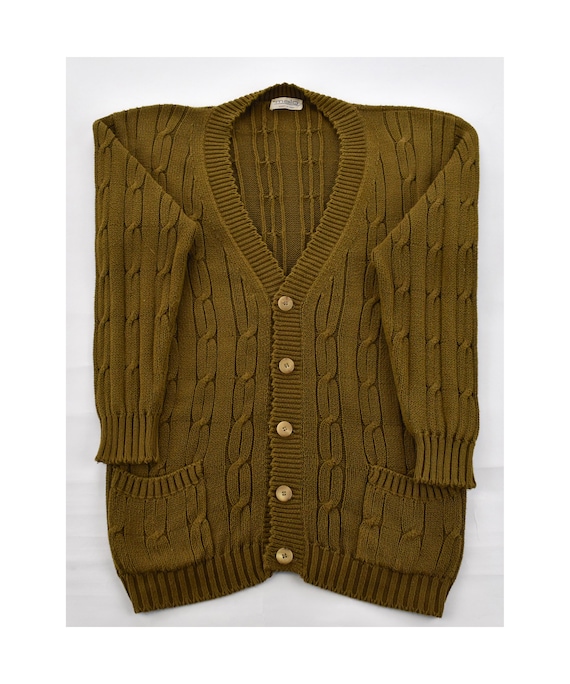 【Special Archives】80s Malo knit 80s MALO Cable Knit Cotton Khaki Man Cardigan - Etsy Ireland