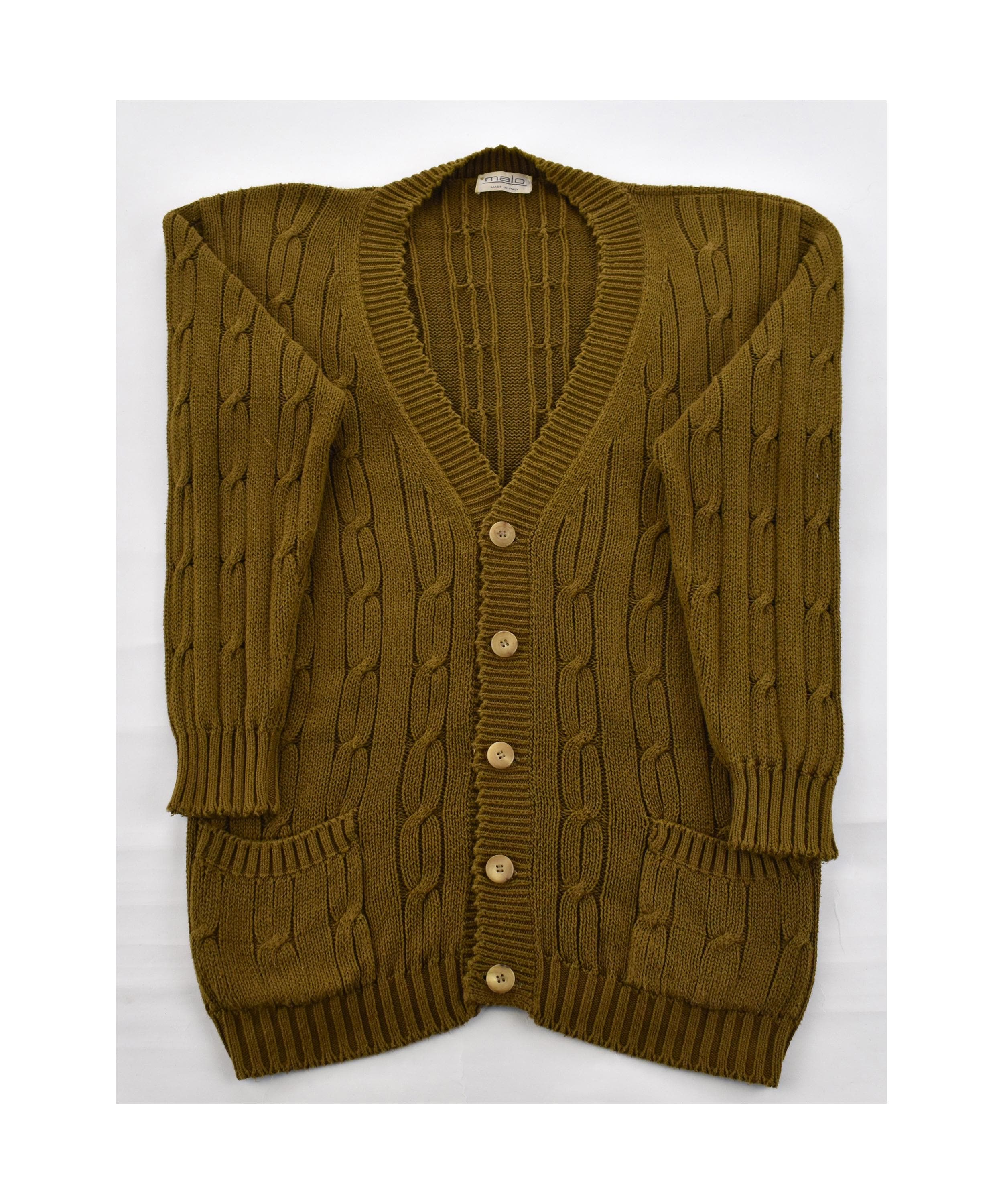 【Special Archives】80s Malo knit 80s MALO Cable Knit Cotton Khaki Man Cardigan - Etsy Ireland