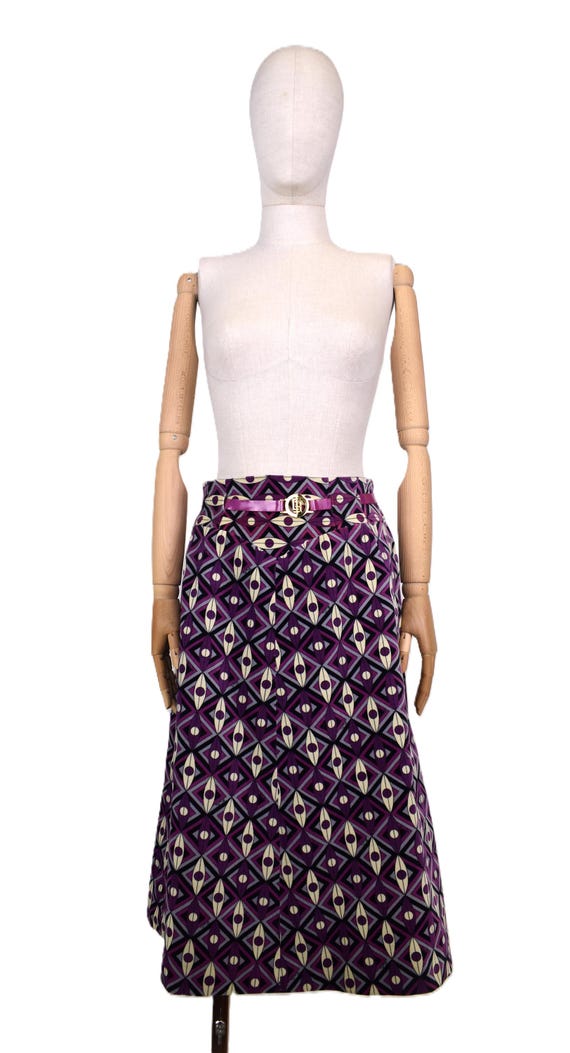 EMILIO PUCCI 総柄裾フリルスカート パープル 38 エレガント 大人 70s EMILIO PUCCI Velvet Maxi Skirt - Etsy