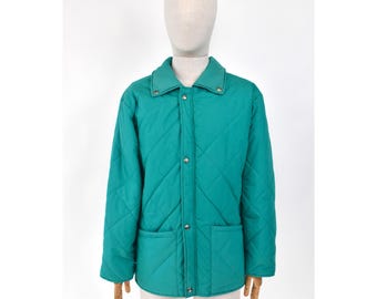 90-tals FILA MAGIC LINE vattengrön quiltad jacka