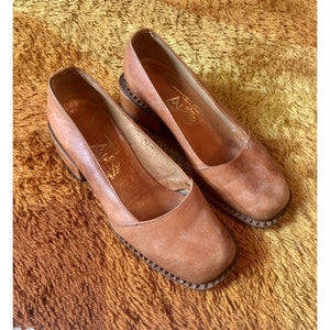 70s LEATHER woman MOCASSINS shoes SIZE 40EU - 7UK