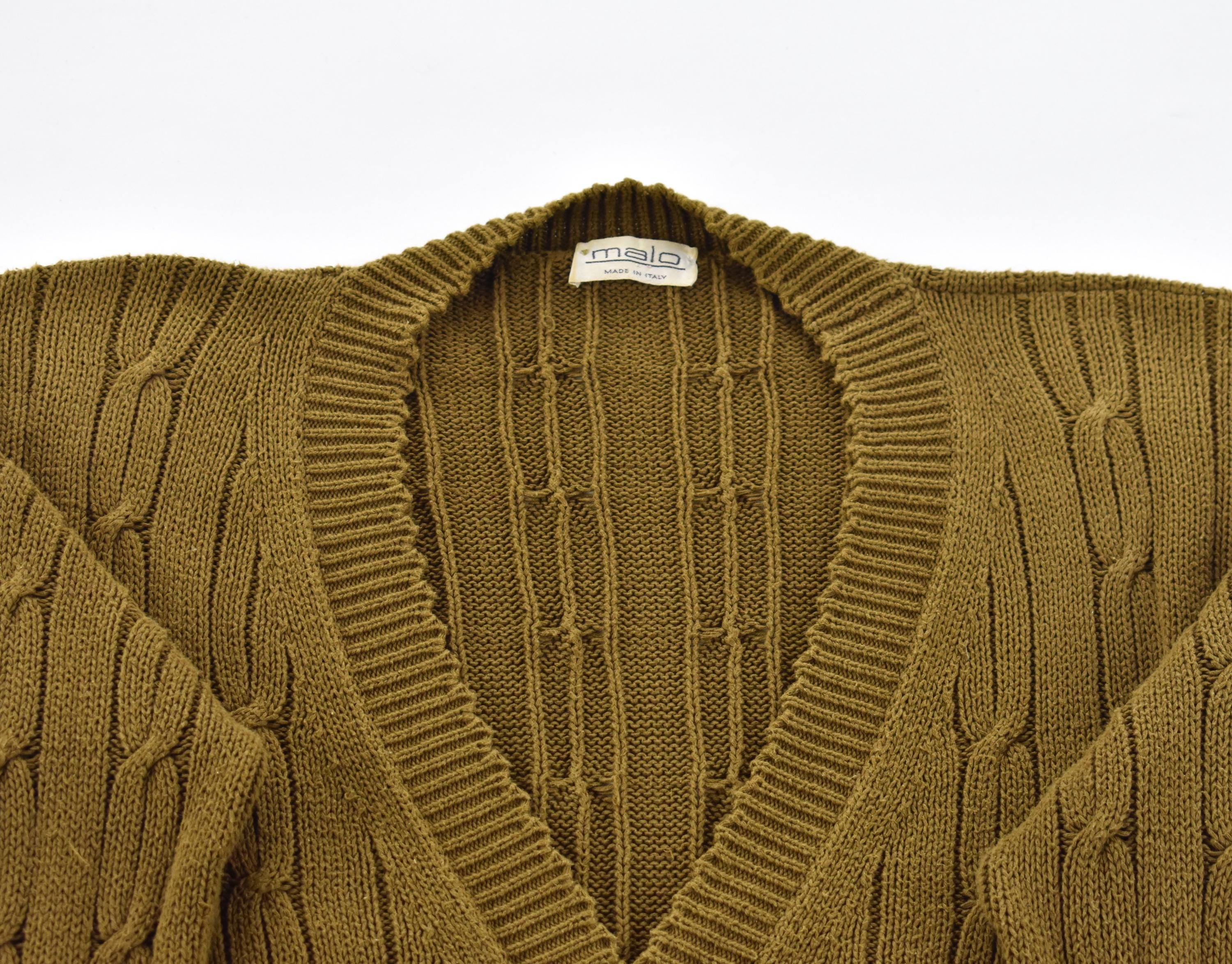 【Special Archives】80s Malo knit 80s MALO Cable Knit Cotton Khaki Man Cardigan - Etsy