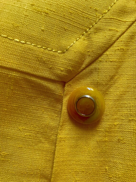 70s lovely BRIGHT_YELLOW cotton DRESS - image 4