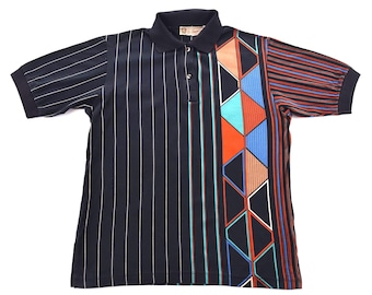 Polo de mujer de algodón con estampado geométrico multicolor de GUCCI de los años 80