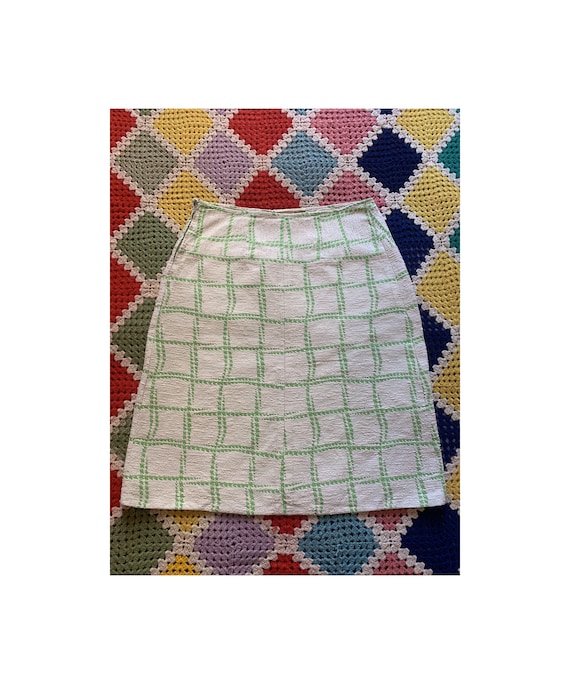 70s candy CHECKERED cotton PASTEL skirt - image 1