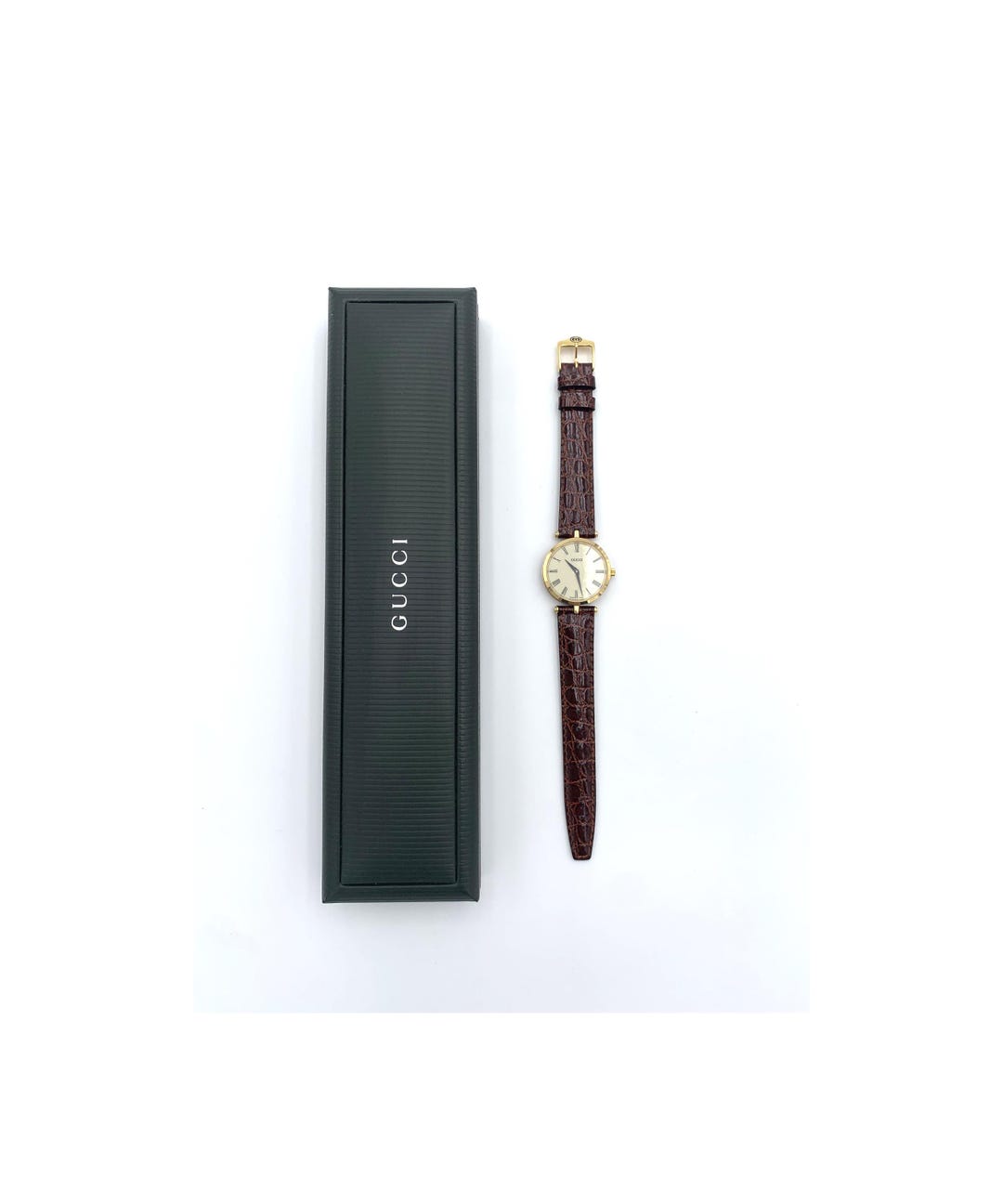 90s GUCCI Deadstock Brown Croco Woman Watch - Etsy
