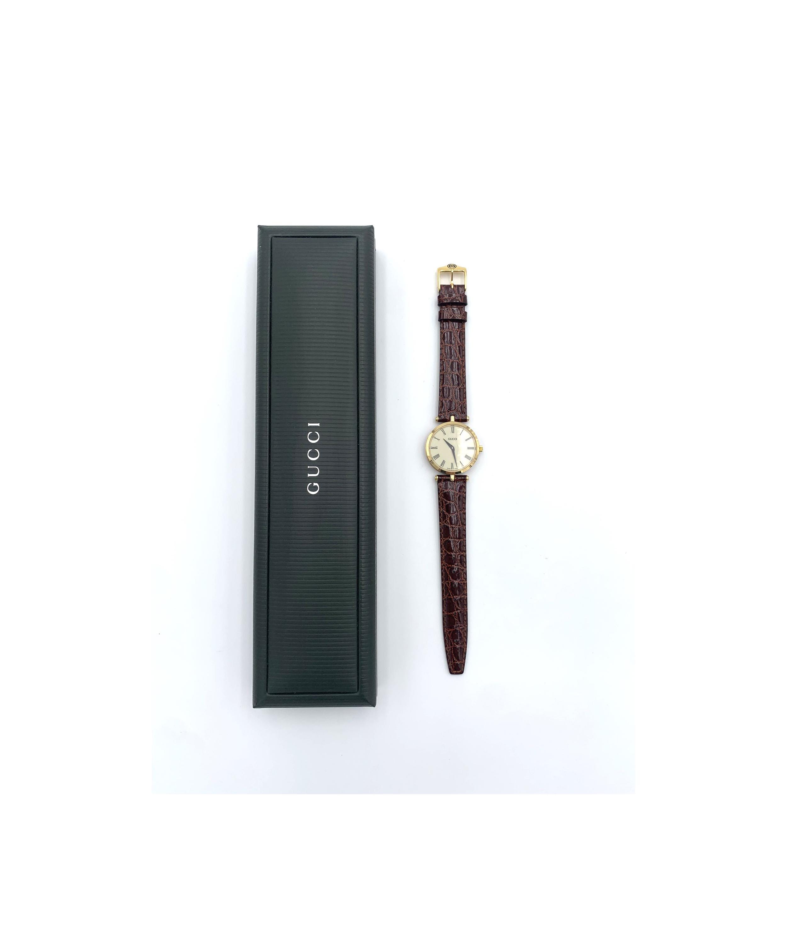 90s GUCCI Deadstock Brown Croco Woman Watch - Etsy