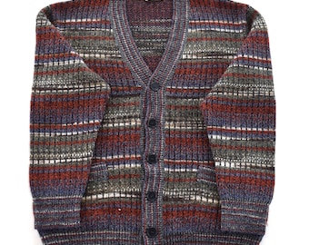 Cárdigan de lana para hombre de MISSONI, multicolor, con rayas abstractas y diseño de la década de 2000.