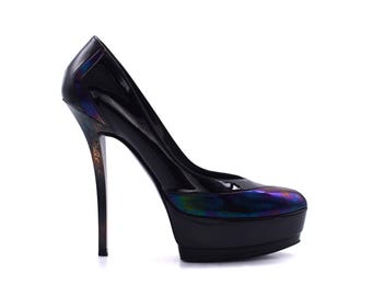 Zapatos de tacón GUCCI by Tom Ford de la década de 2000 en charol iridiscente, talla 37 1/2 EU - 4 1/2 UK
