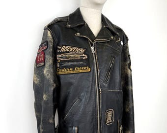 80s LEE TREVOR Black Biker Leather Jacket - Etsy