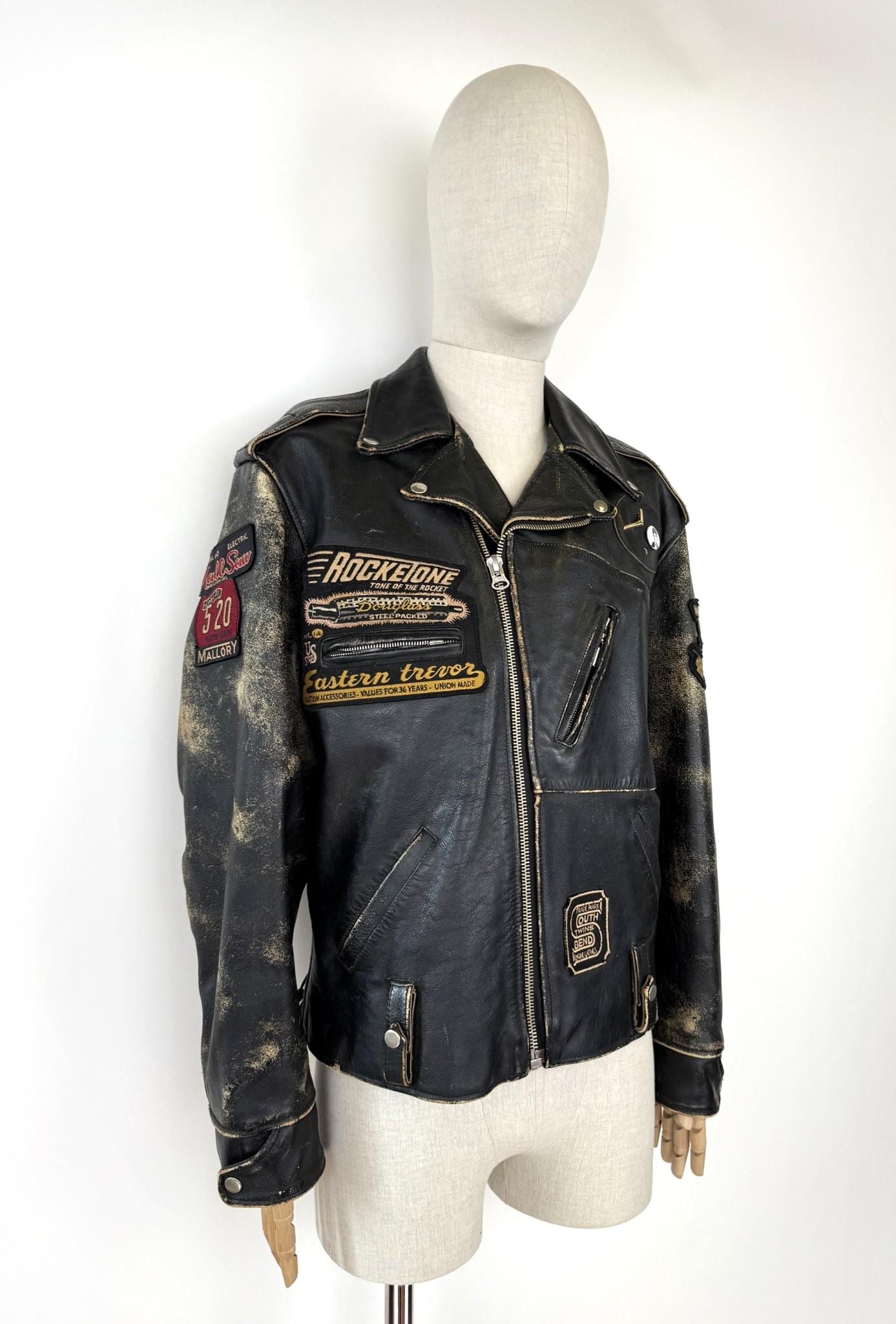 80s LEE TREVOR Black Biker Leather Jacket - Etsy