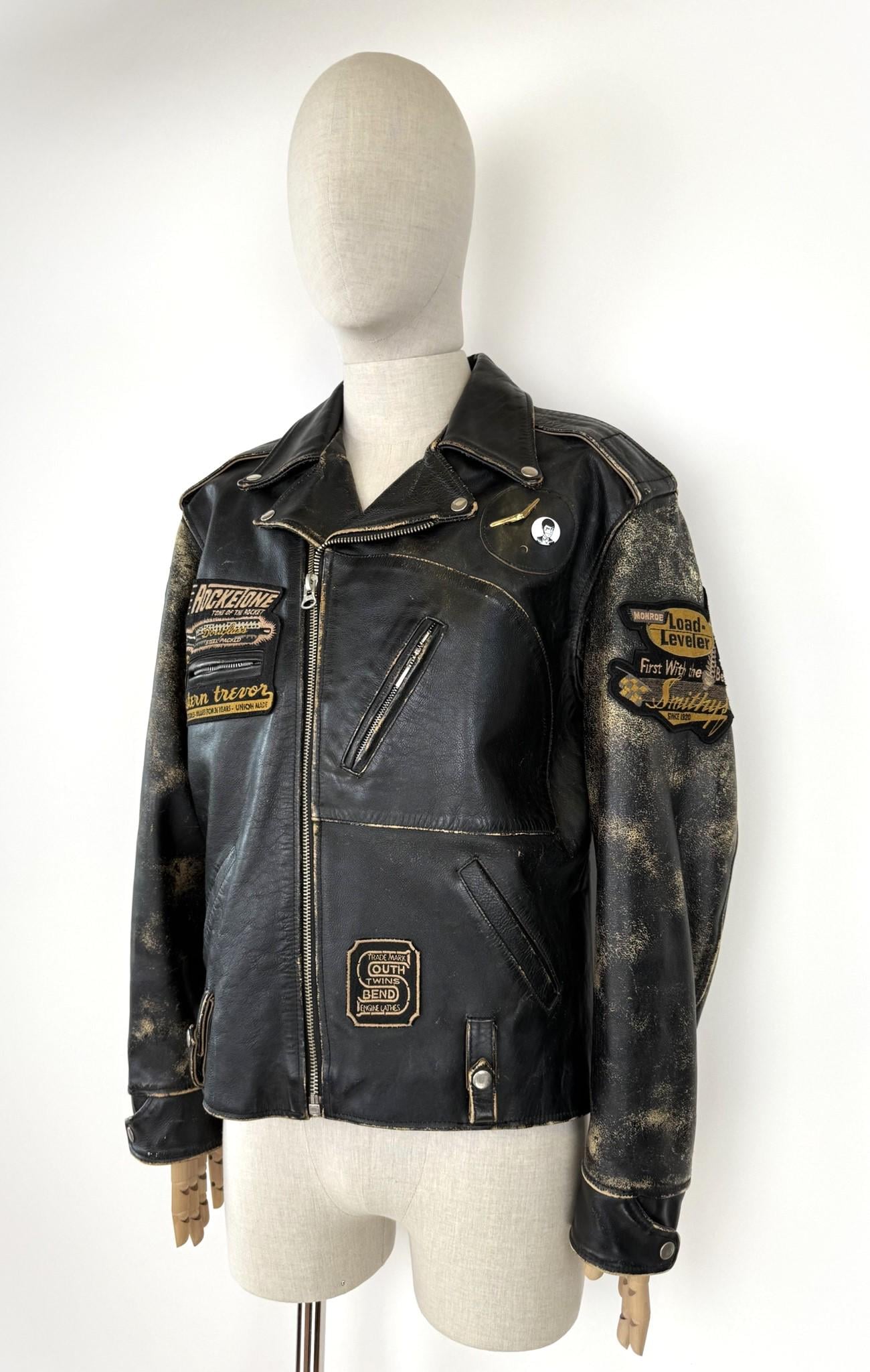 80年代 LEE TREVOR ブラックバイカーレザージャケット - Etsy 日本