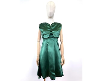 60s Green silk set dress