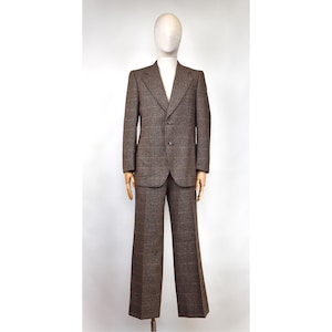 70s Checkered wool flared man suit