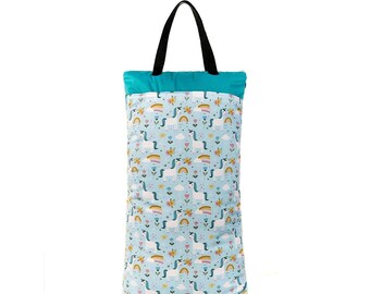 Wetbag Einhorn / petrol - 40x70cm Windeltasche Kitatasche Wickeltasche Nasstasche