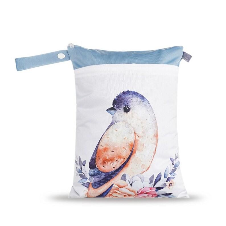 Wetbag oiseaux / bleu clair 30 x 40 cm sac à langer sac de garderie sac à langer sac humide image 1