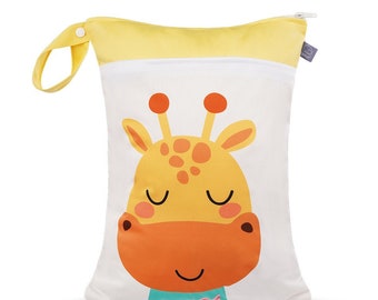 Wetbag Giraffe / gelb - 30x40cm Windeltasche Kitatasche Wickeltasche Nasstasche