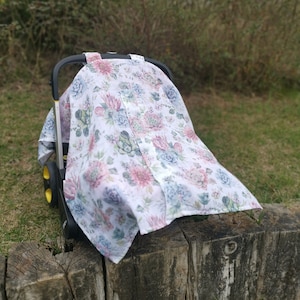 Capa de carrinho de musselina suculenta, musselina de algodão orgânico, capa de carrinho de bebê, presente de bebê, capa de assento de carro para bebê, chá de bebê, capota de assento de carro