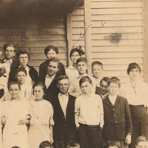 Check Yes or No! Old School House Class Picture!- Antique / Vintage Original Snapshot Photo - Time Got Away From Us