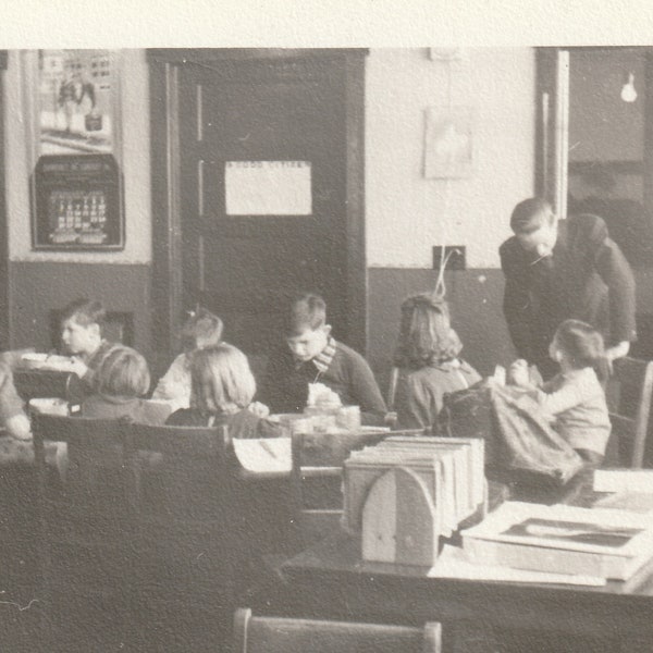 The Future Generation of Yesterday! Cute Class of Kids Working at School With Their Teacher 1930s - Vintage Original Photo