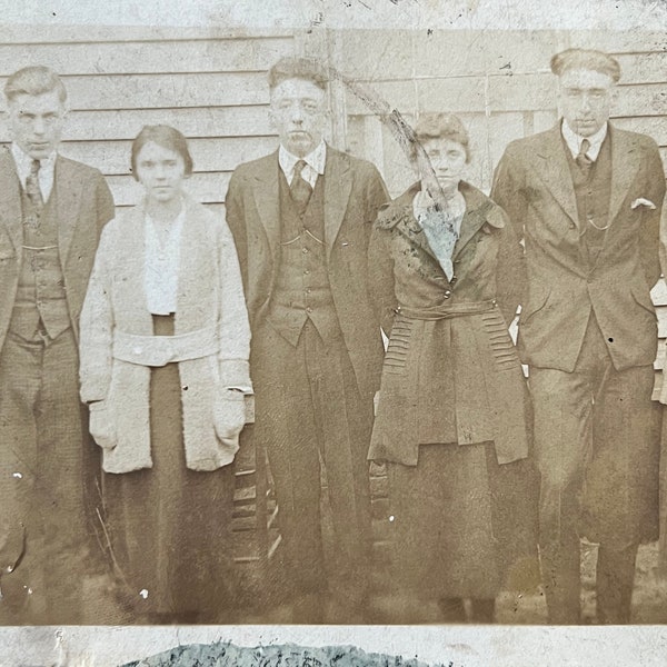 Brothers and Sisters! RPPC 1920s! - Antique/ Vintage Original Snapshot Photo - Time Got Away From Us