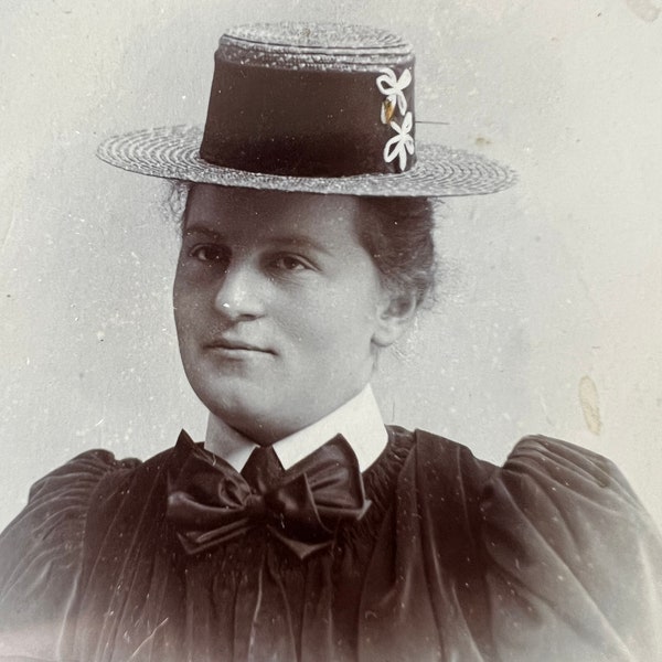 Quaker Witch! Young Girl in Strange Straw Hat! - Antique/ Vintage Original CDV Photo - Time Got Away From Us