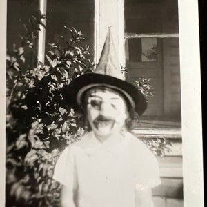 The Mustached Witch! Funny Kid Couldn’t Decide on Halloween Costume! - Antique/ Vintage Original Snapshot Photo - Time Got Away From Us