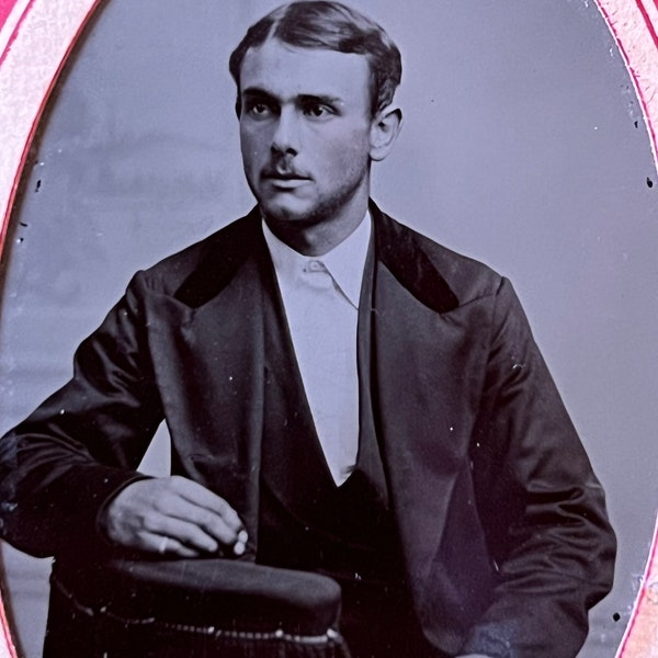 Calm, Cool, and Collected! Handsome Young Man! - Gay Int. - Antique/ Vintage 1800s Tintype Photo - Time Got Away From Us
