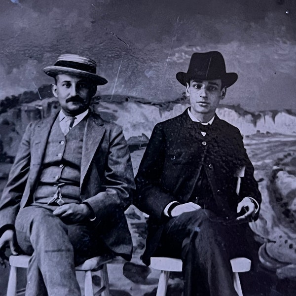 Butch Cassidy & the Sundance Kid Wannabes! Handsome Men ! - Gay Int. - Antique/ Vintage 1800s Tintype Photo - Time Got Away From Us
