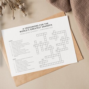 Custom Crossword Puzzle Personalized Crossword Gift for Parents and