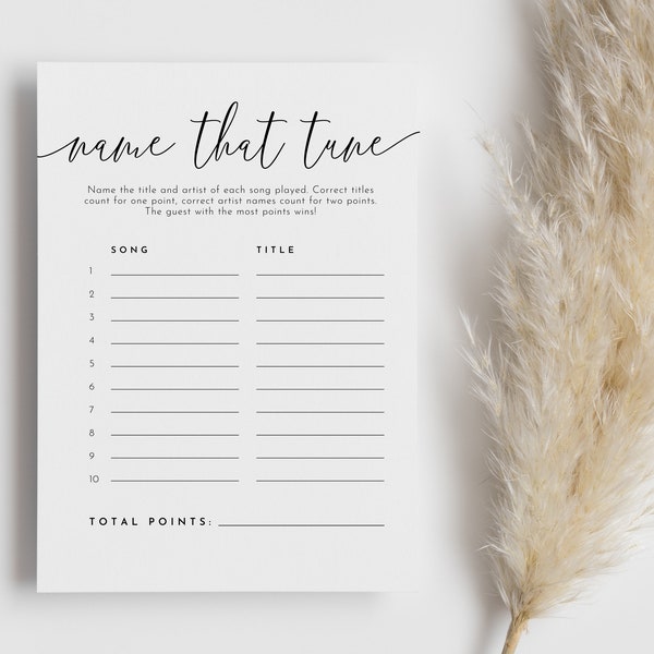 Name That Tune Game Template - Etsy