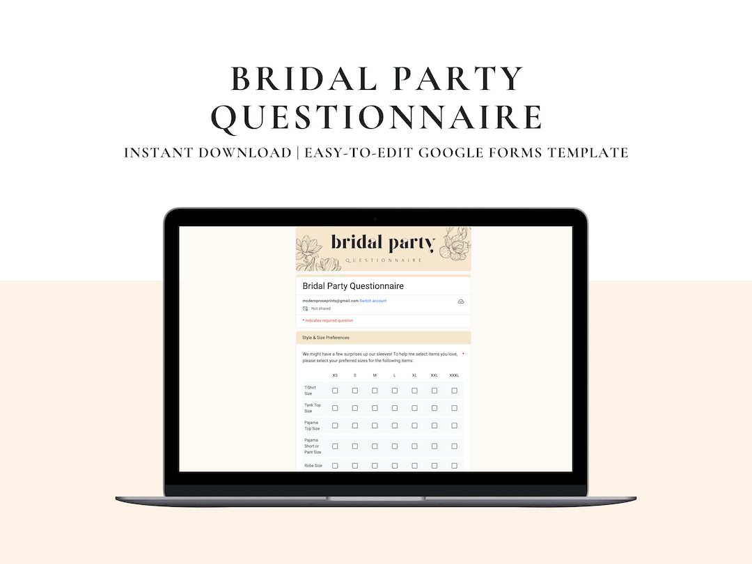 Bridesmaid Questionnaire Easytouse Editable Google Forms Bridal Party Bridesmaid Questionnaire Easytouse Editable Google Forms Bridal Party