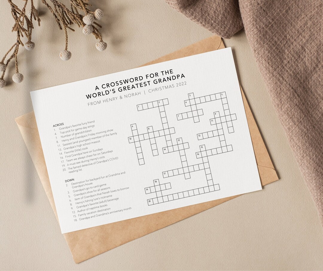Custom Crossword Puzzle Personalized Crossword Gift for Parents and