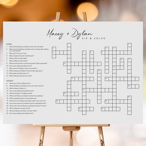 Custom Wedding Crossword Puzzle | Personalized Sip & Solve Shower Game | Custom Rehearsal Dinner Welcome Bag Printable | Digital Delivery