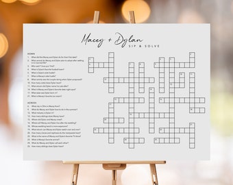 Custom Wedding Crossword Puzzle | Personalized Sip & Solve Shower Game | Custom Rehearsal Dinner Welcome Bag Printable | Digital Delivery