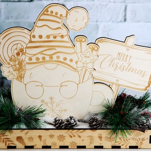 Christmas Centerpiece "Xmas Gnome" | Wooden Christmas Centerpiece | Christmas gift idea