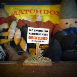 Jaws Beach Closed prop replica sign 1/12th scale 2 inch 8 inch custom display