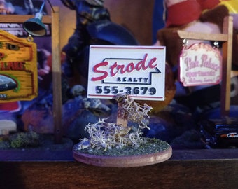 Halloween Movie 1/12 scale "Strode Realty" yard sign horror small diorama display. Michael Myers