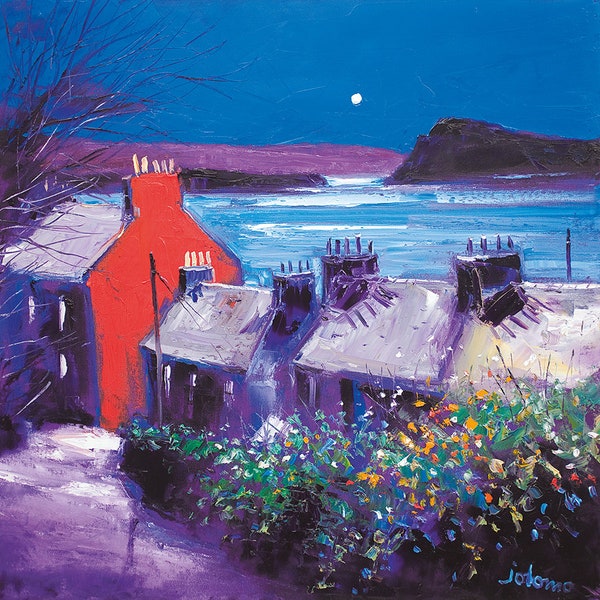 JOLOMO Greeting Card Moonrise Backbrae Tobermory Isle of Mull