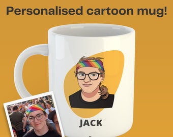 Personalised Cartoon Mug, caricature Gift Mug, Mug From Photo, Couple Mug, Personalised digital drawing Gift Christmas Mug, Birthday Mug