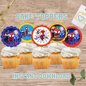 Spidey and his Amazing Friends Cupcake Toppers, Spidey Birthday Party Decoration, boy birthday, kids birthday