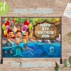 Luca birthday Party Backdrop - Kids birthday Template Printable - EDITABLE WITH JET - Banner and signs