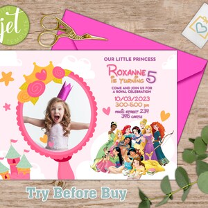 Princess birthday invitation - Princess invitation -Princess birthday -Princess party - Princess Birthday Theme - EDITABLE WITH JET-