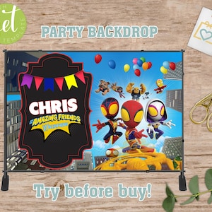 Spidey and his Amazing Friends Backdrop Design, Spiderman Banner, Spidey Birthday Party, Kids birthday, Boy birthday, spidey party decor